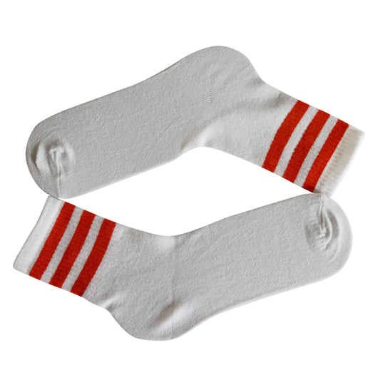 Louluu Women 3Stripe White-Orange Colour Tennis Socks