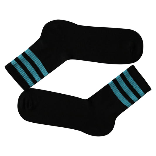 Louluu Women 3Stripe Black-Turquoise Colour Tennis Socks