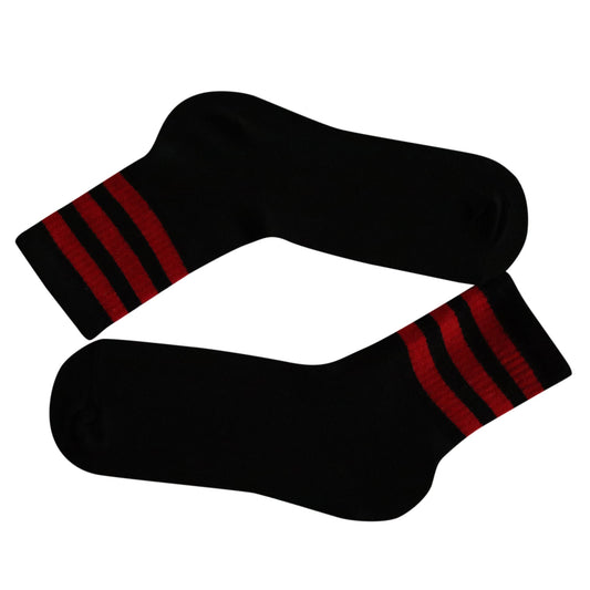 Louluu Women 3Stripe Black-Red Colour Tennis Socks