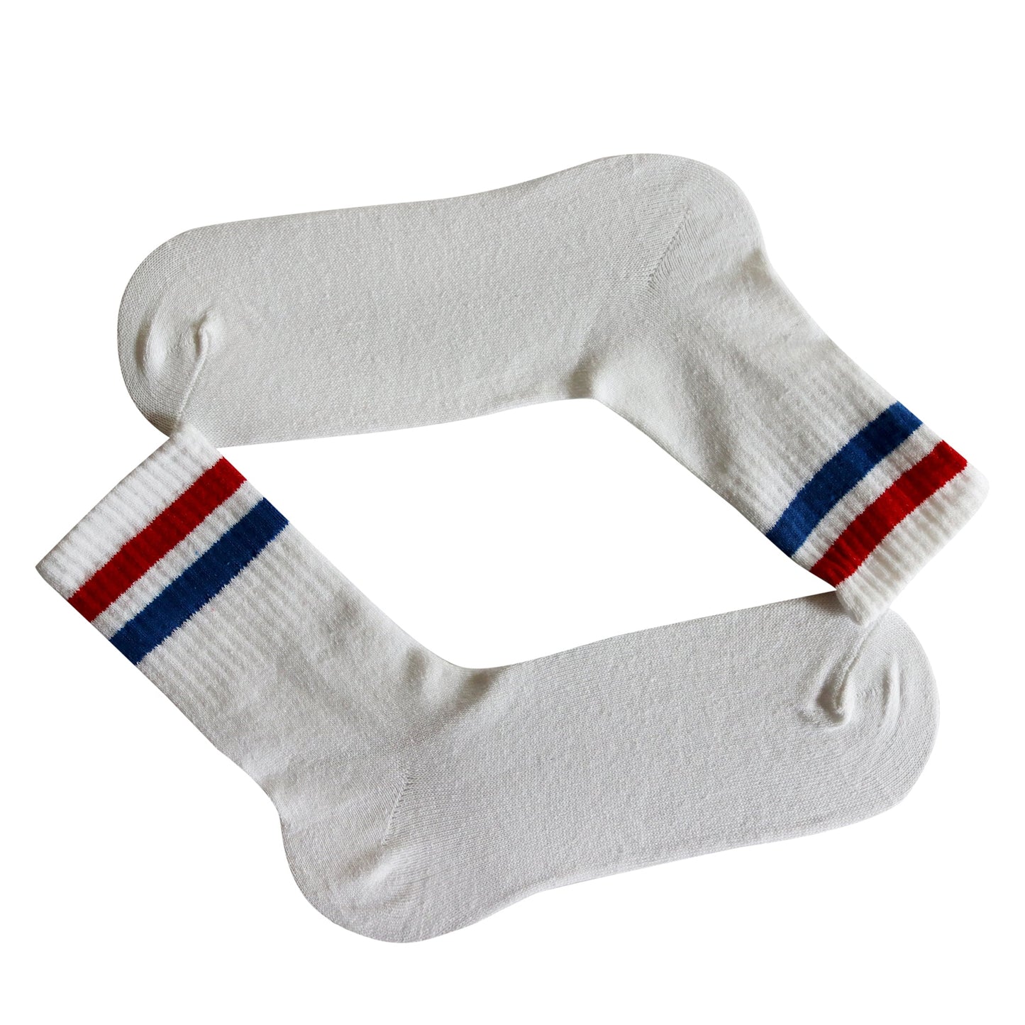 Louluu women's cotton White Stripe ankle socks — side profile view, breathable & comfortable | Louluu