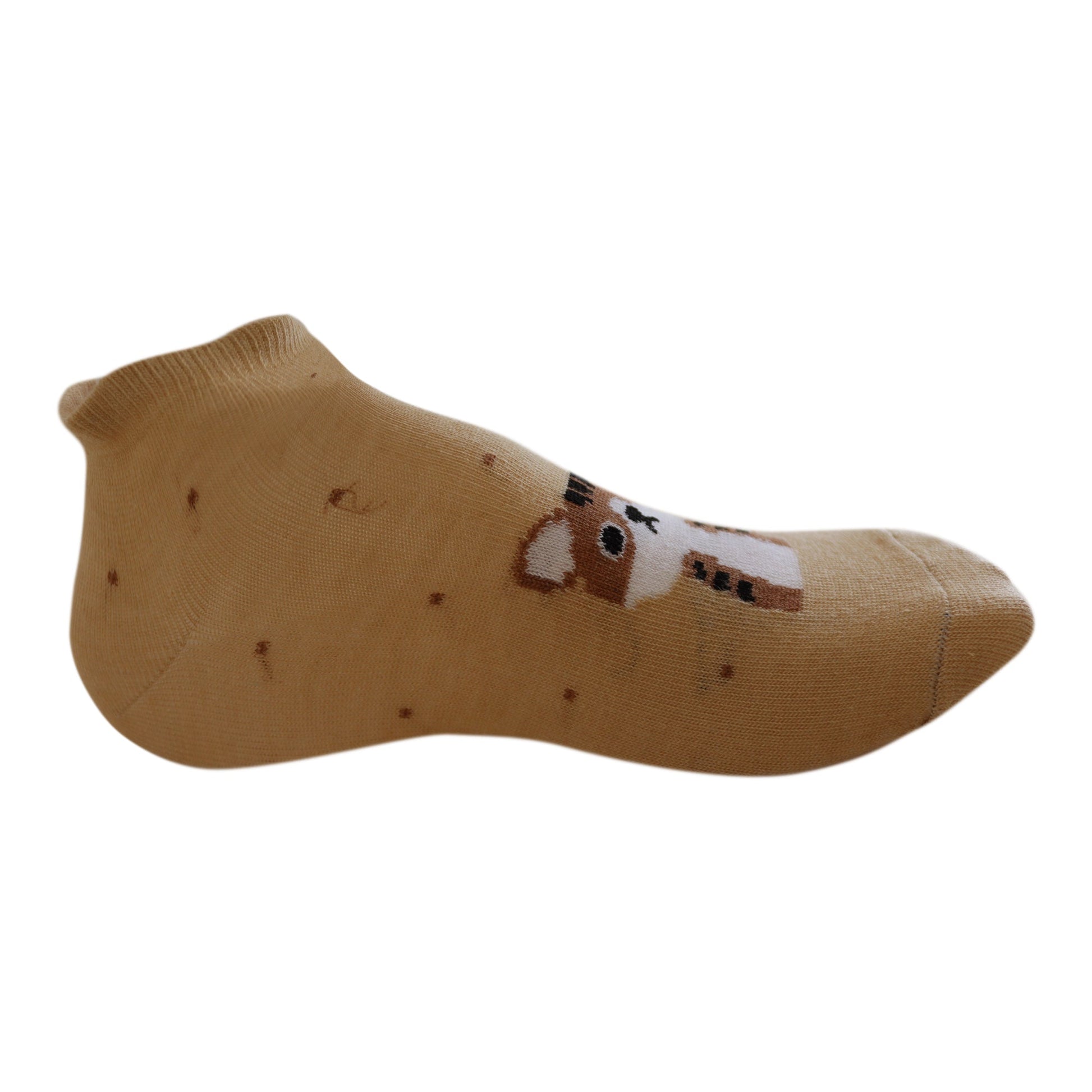 Louluu Women Cute Yellow Roar Lovely Casual Cat Socks Low Cut