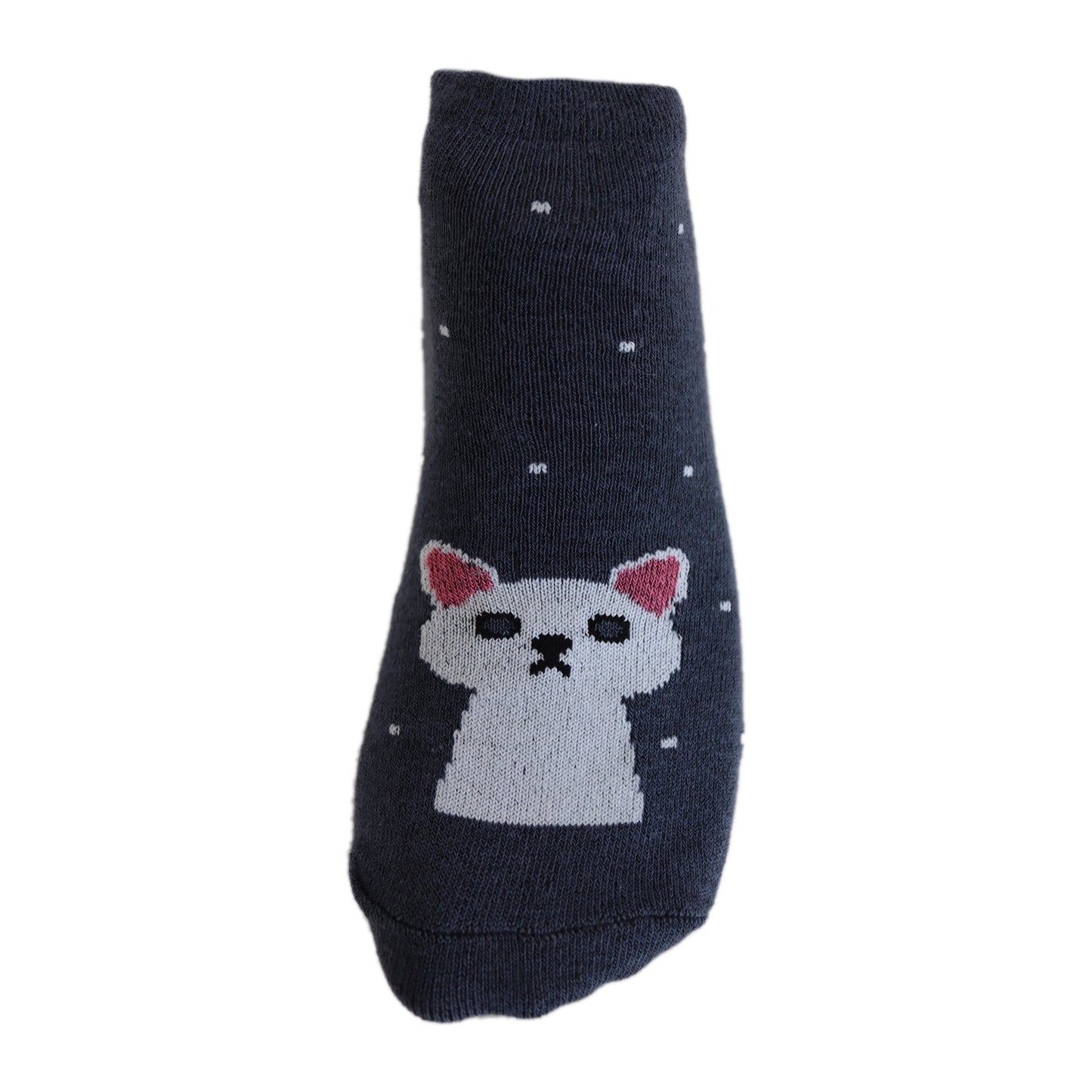 Louluu Women Cute Grey Inky Ears Lovely Casual Cat Socks Low Cut