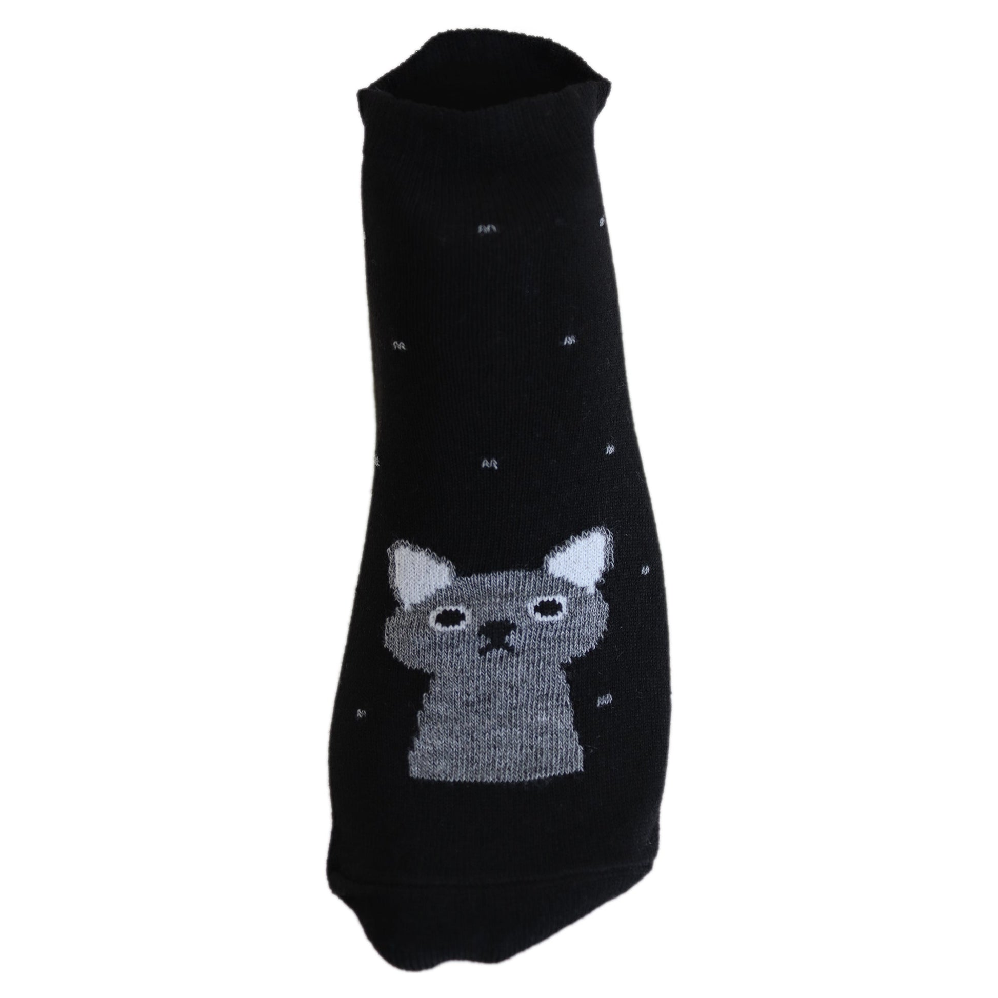 Louluu Women Cute Black Inky Ears Lovely Casual Cat Socks Low Cut