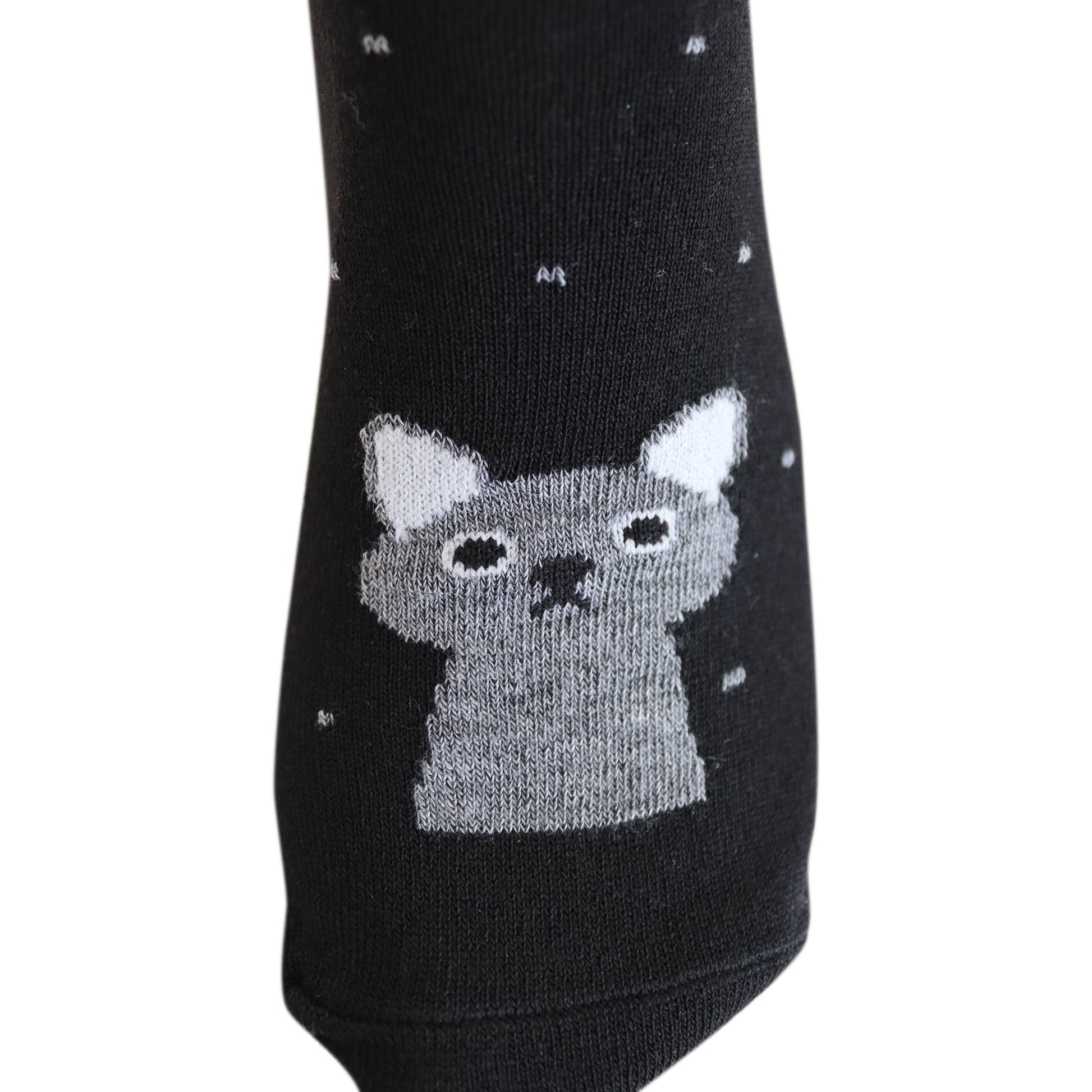 Louluu Women Cute Black Inky Ears Lovely Casual Cat Socks Low Cut