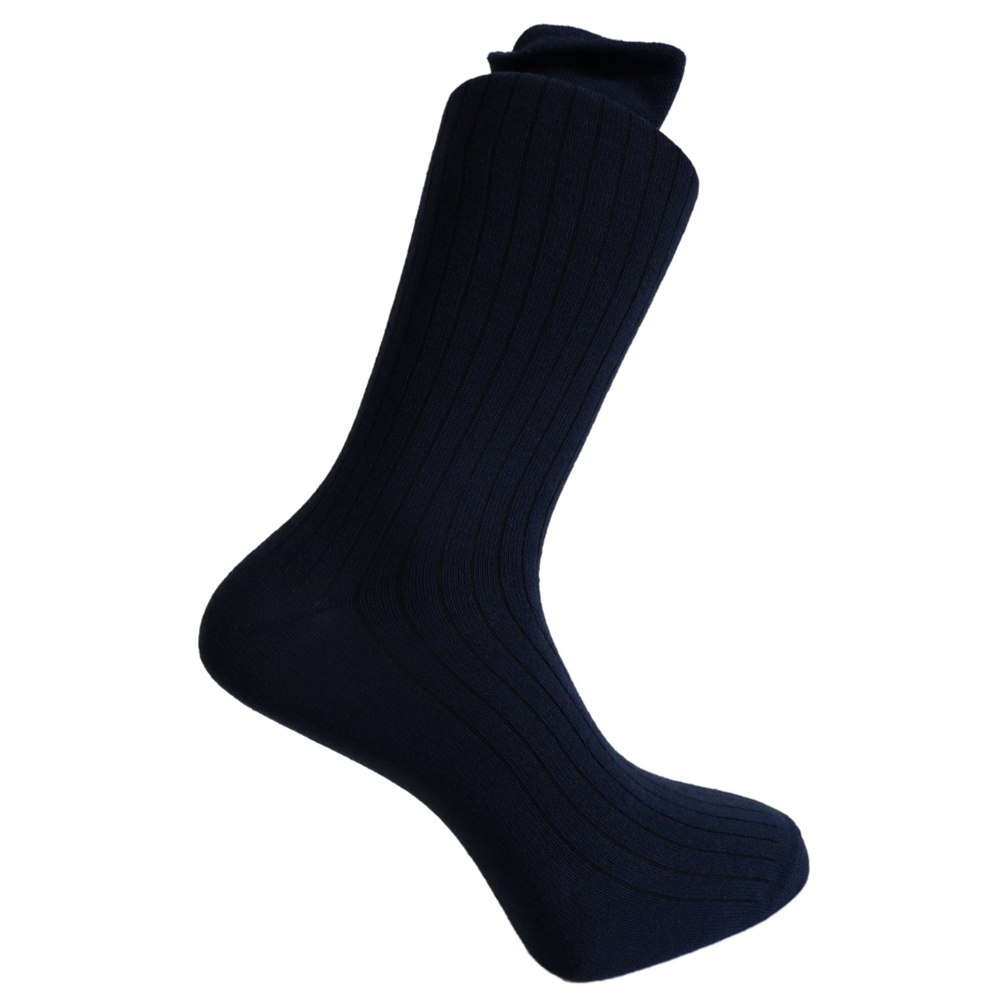 Louluu Man Cotton Dark Blue Crew Socks