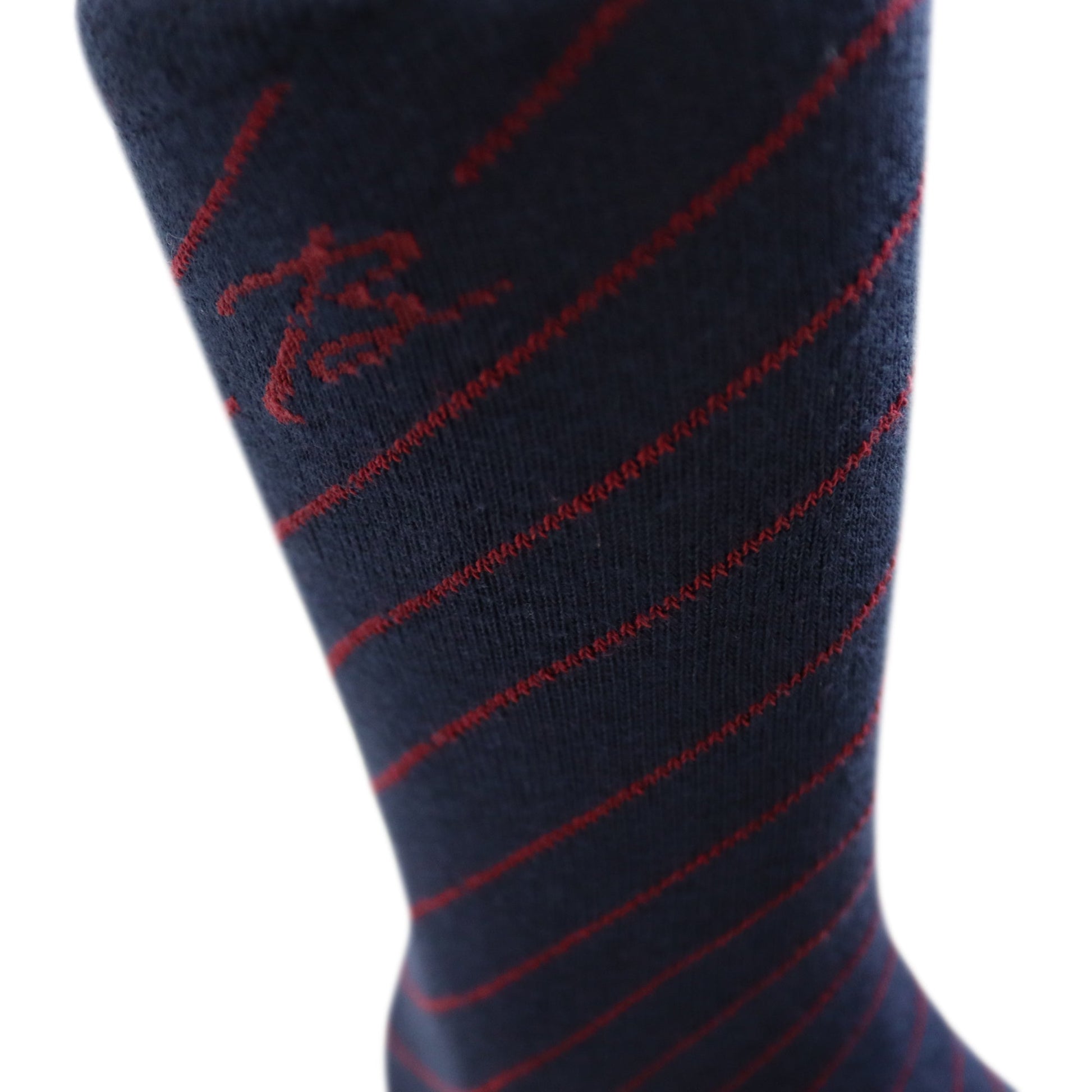 Louluu Men Cotton Dark Blue Stripped Crew Socks
