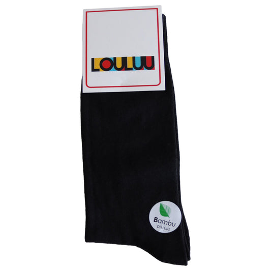 Louluu Bamboo Black Color Men Crew Socks