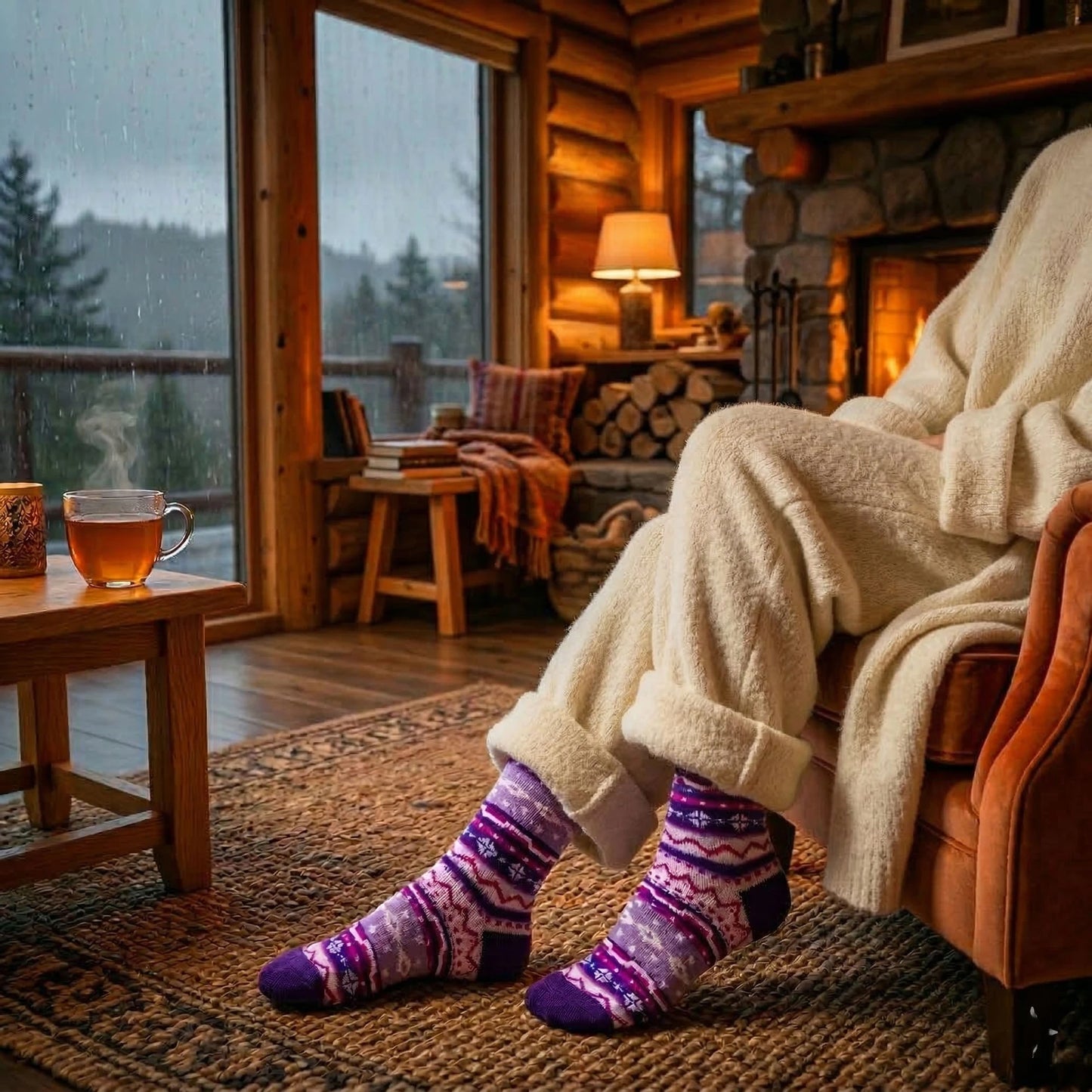 Louluu women's wool Nordic socks — close-up of fabric texture, UK sizes available at Louluu