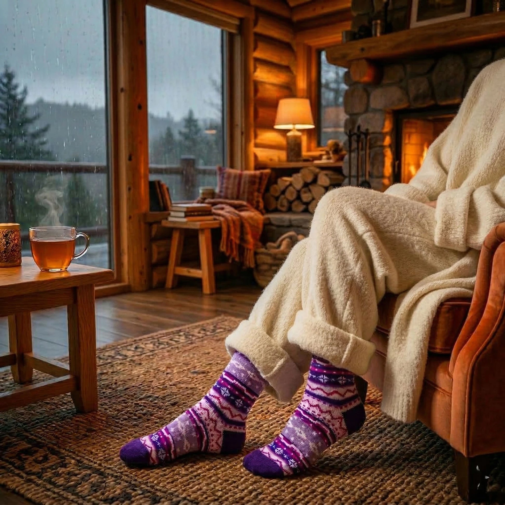 Louluu women's wool Nordic socks — close-up of fabric texture, UK sizes available at Louluu