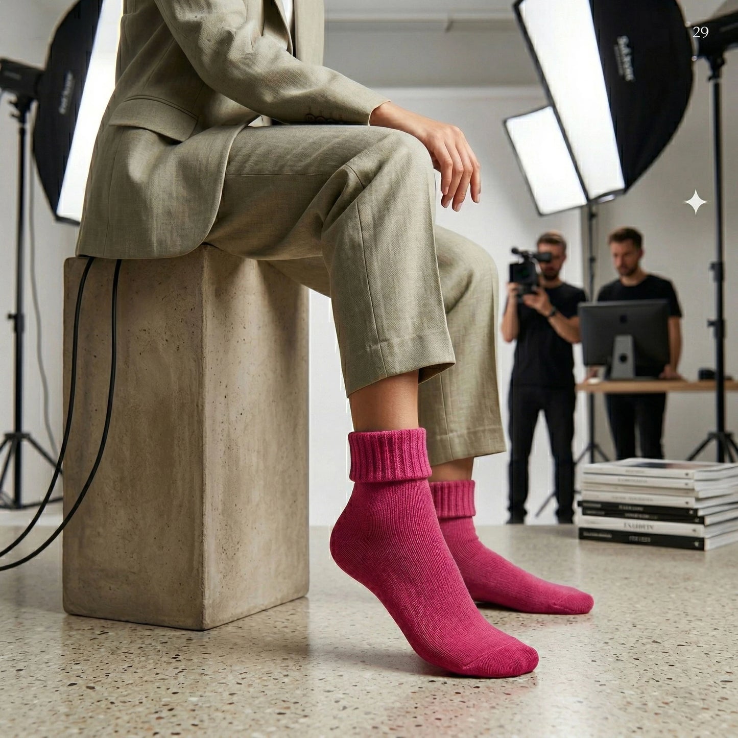 Louluu Unisex Wool Seamless Turn Cuff Soft Ankle Socks