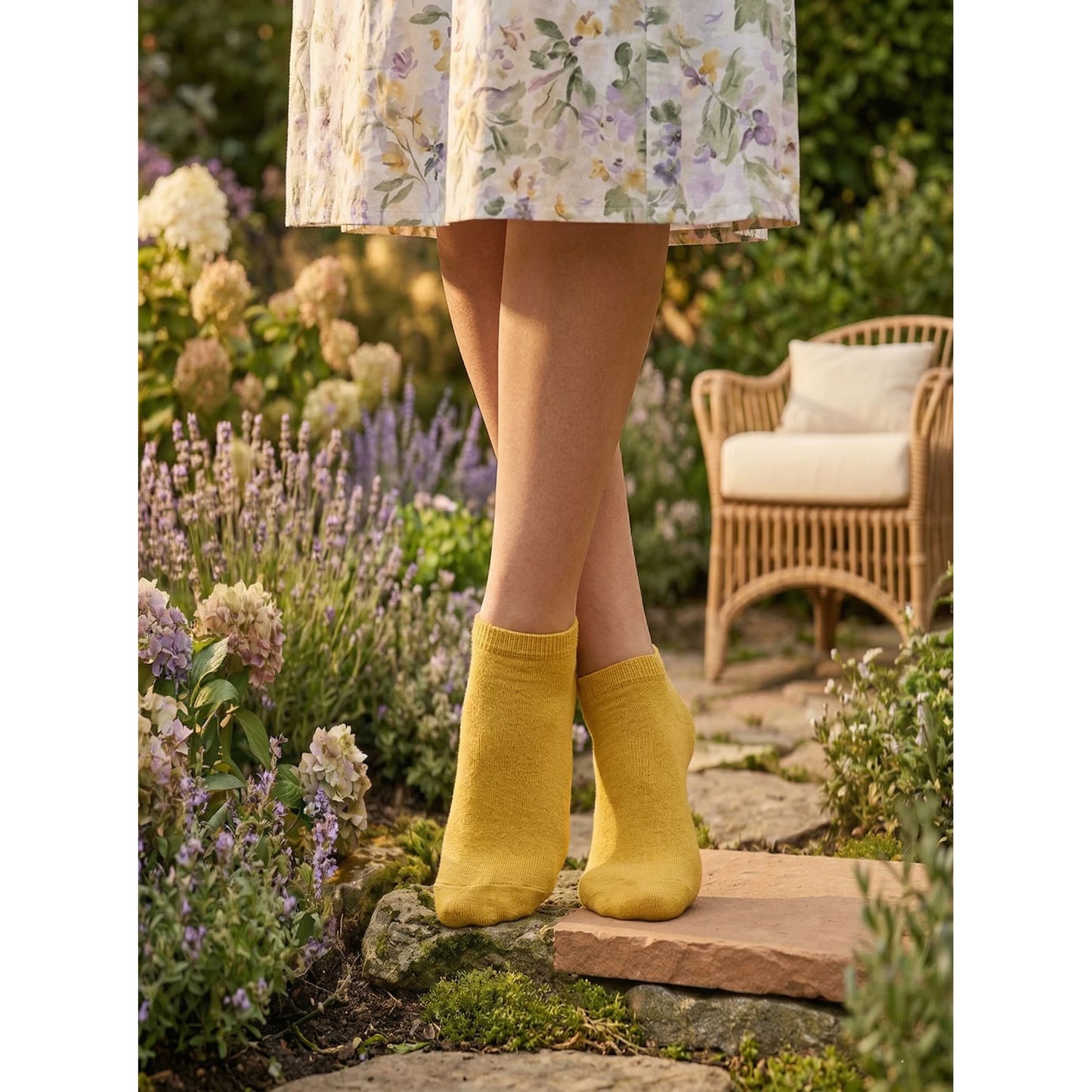 Louluu women's modal Yellow low cut socks — seamless | Louluu