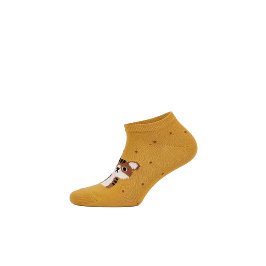 Louluu women's cotton Yellow Cat low cut socks | Louluu