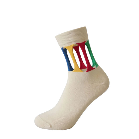 Louluu Women's Cotton Torn Design Cream Color Ankle Socks | Louluu UK