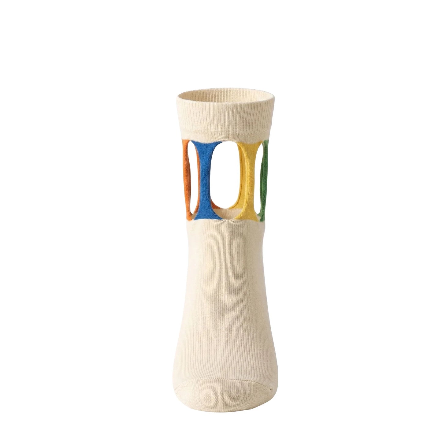 Louluu Women's Cotton Torn Design Cream Color Ankle Socks | Louluu UK