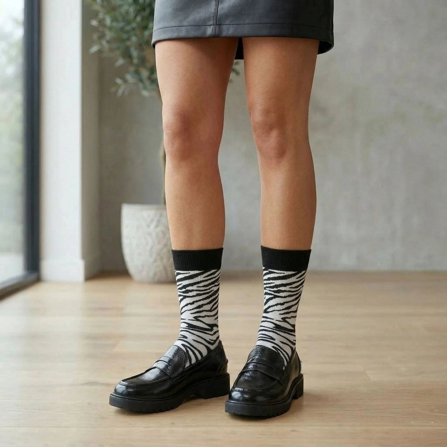 Louluu women's combed cotton White Zebra tennis socks — breathable | Louluu