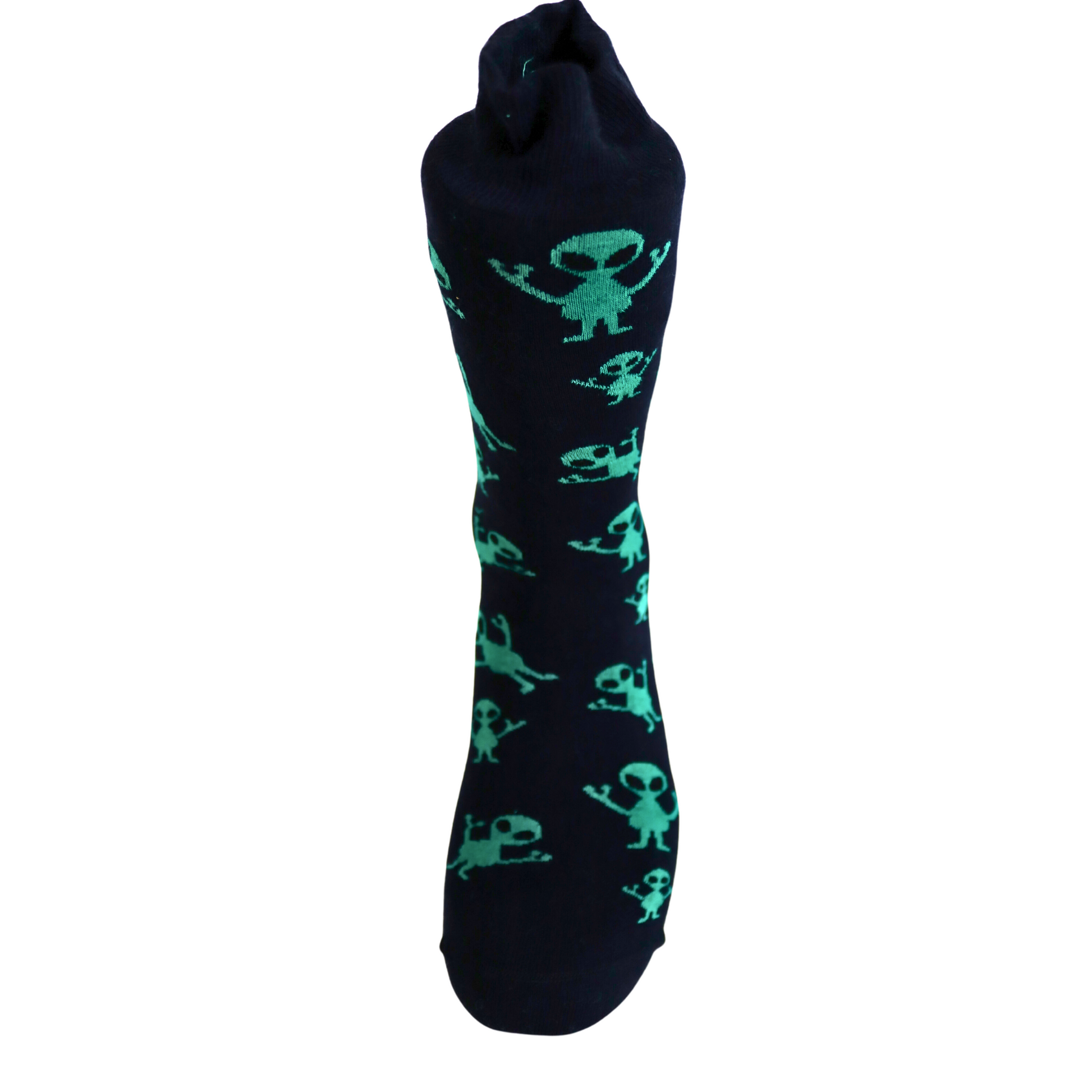 Louluu Men Alien Black Colour Crew Socks
