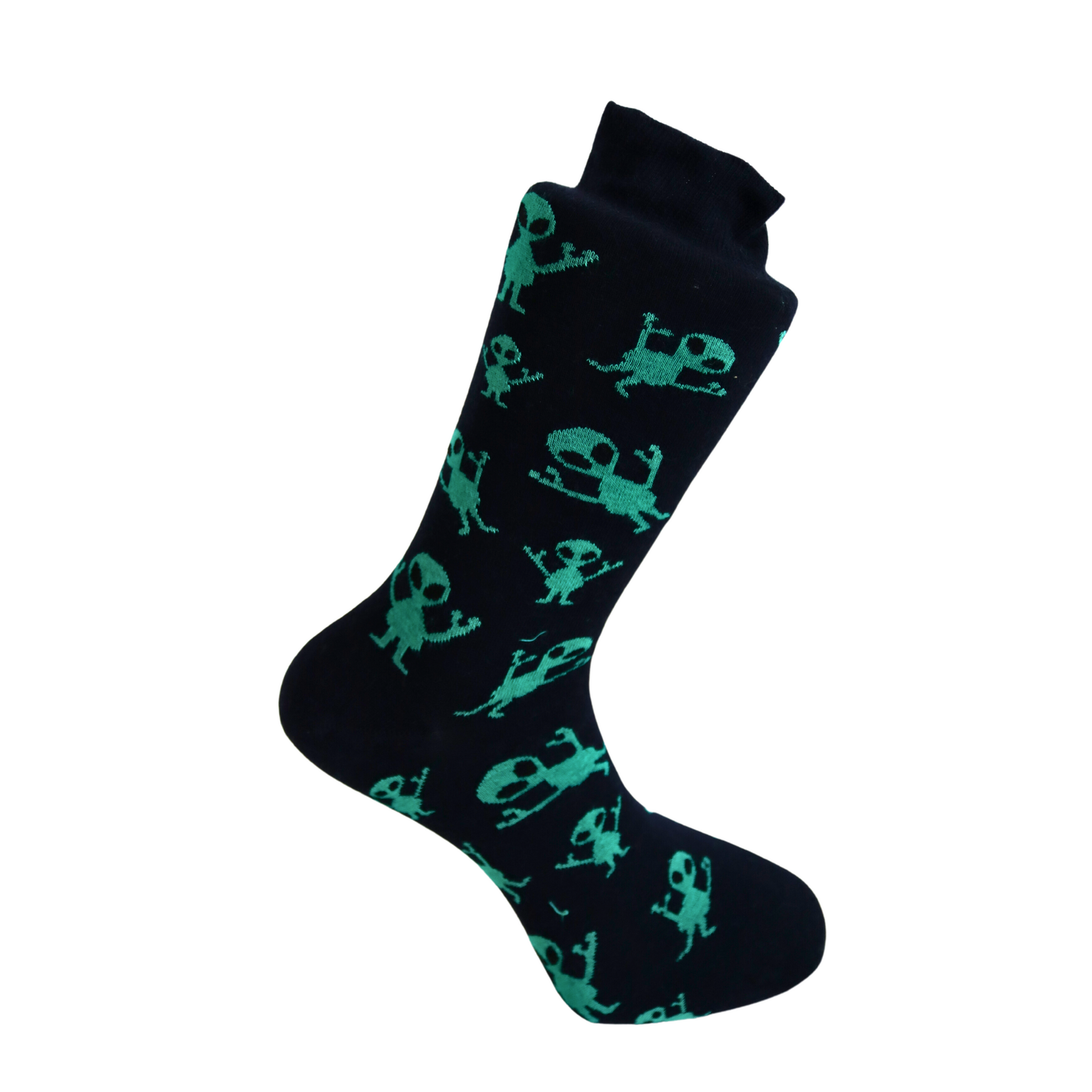 Louluu Men Alien Black Colour Crew Socks