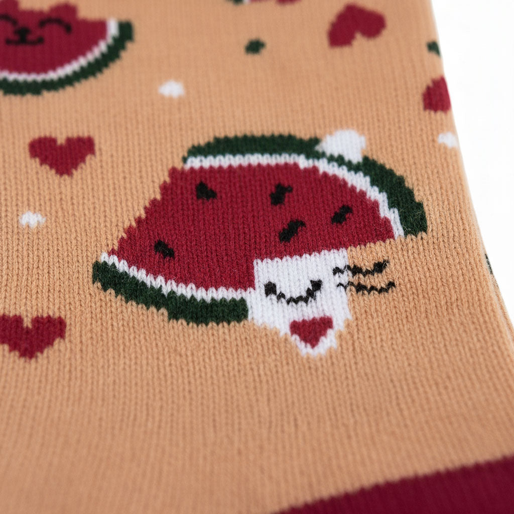 Socks with watermelon and heart designs 