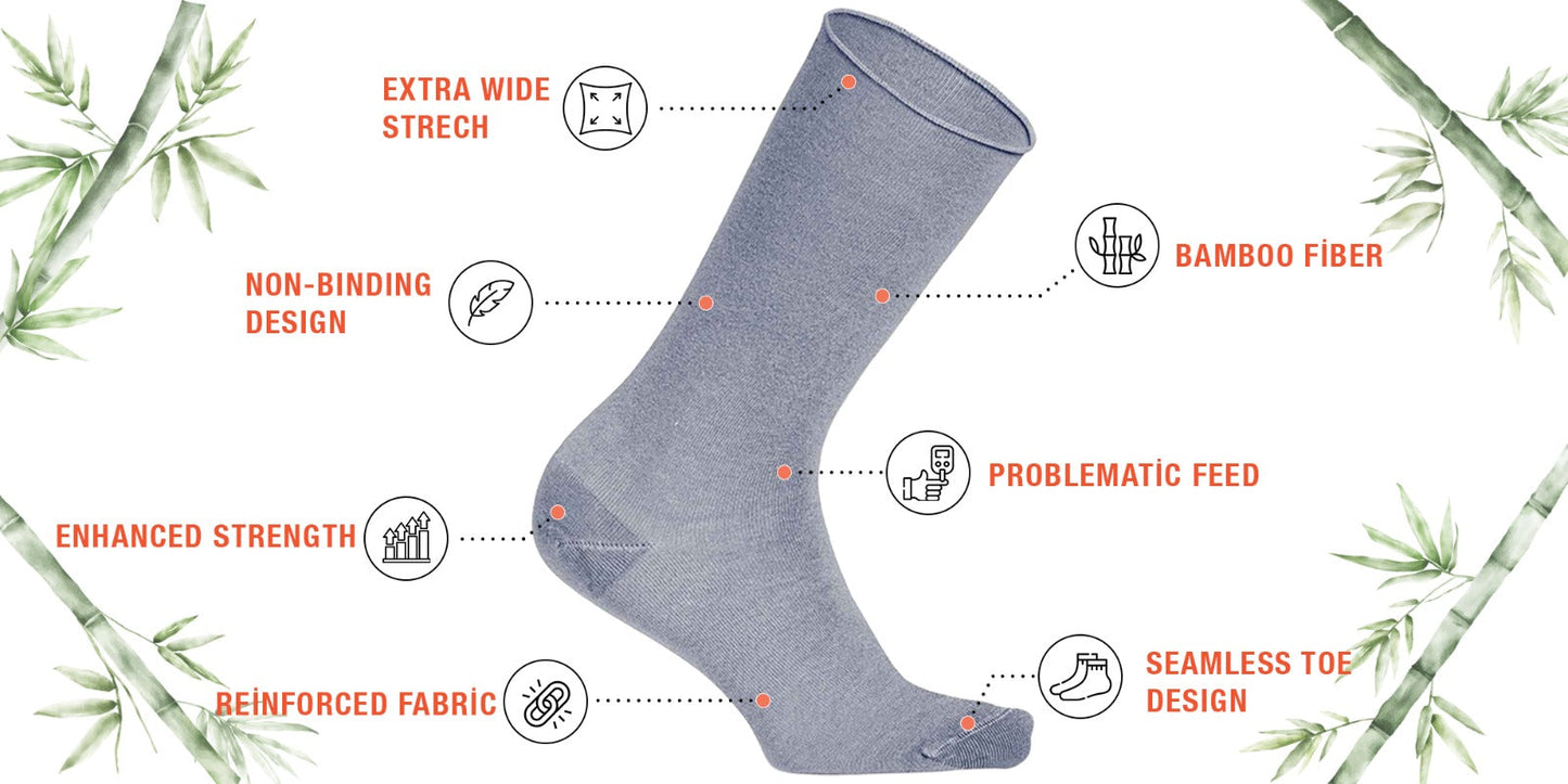 Louluu Men Bamboo Diabetic Crew Socks