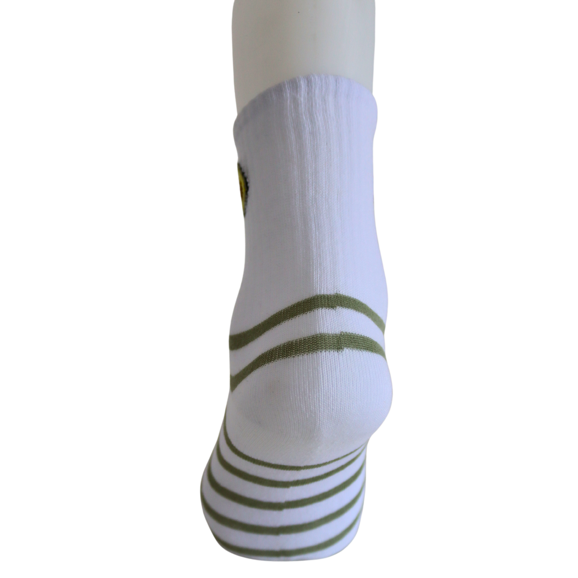 Louluu Women Avocado White-Green Stripe Colour Tennis Socks