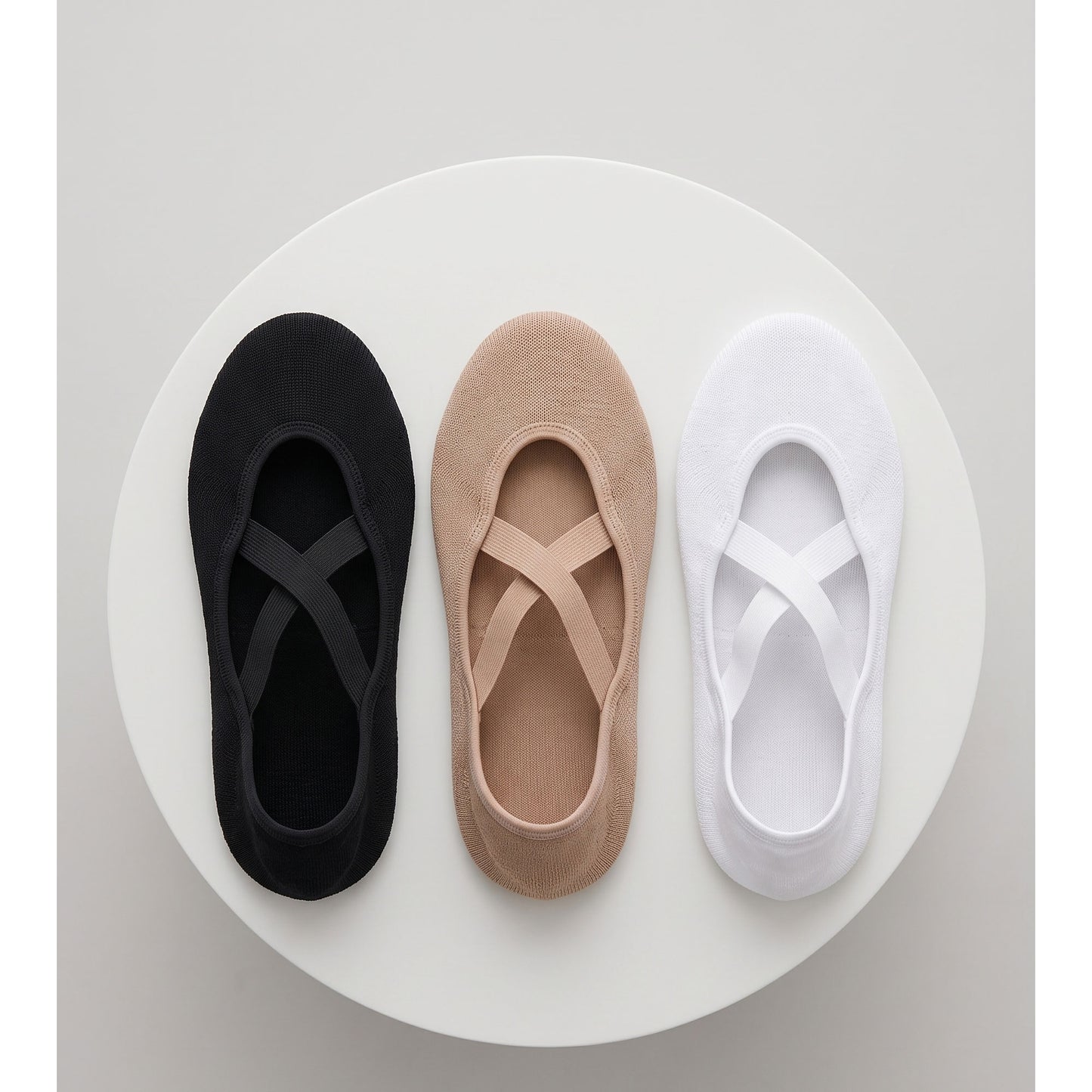 Louluu ballet grip socks trio — black, white and nude