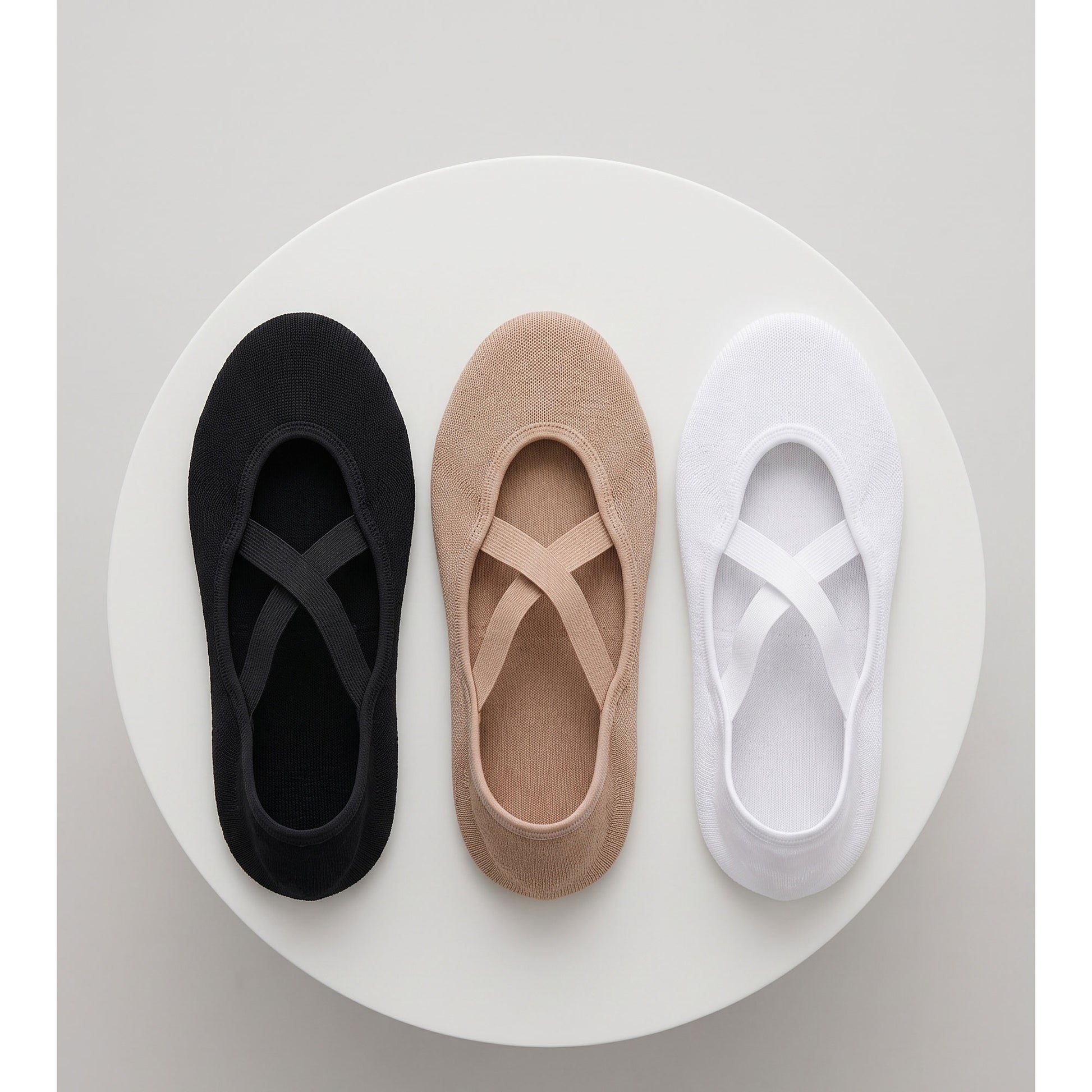 Louluu ballet grip socks trio — black, white and nude