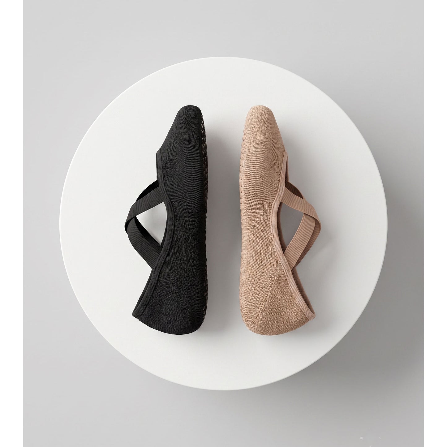 Black and nude ballet grip socks with non-slip grip soles