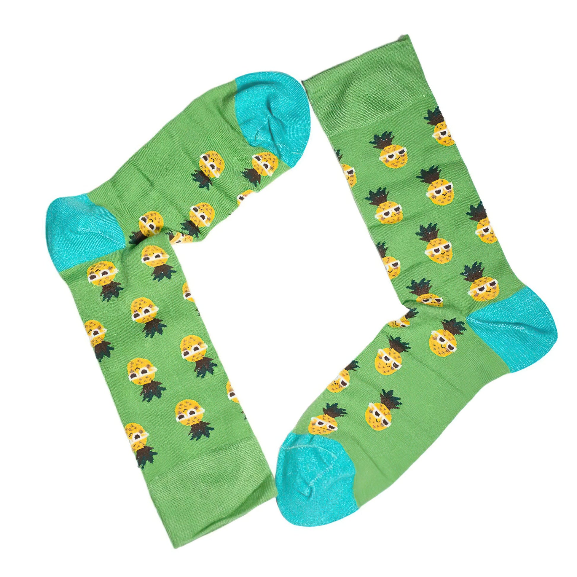 Louluu Men Ananas Green Colour Crew Socks