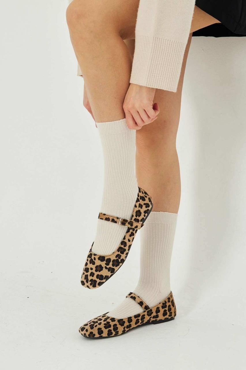 Louluu women's combed cotton Beige socks — ribbed & breathable — front view | Louluu