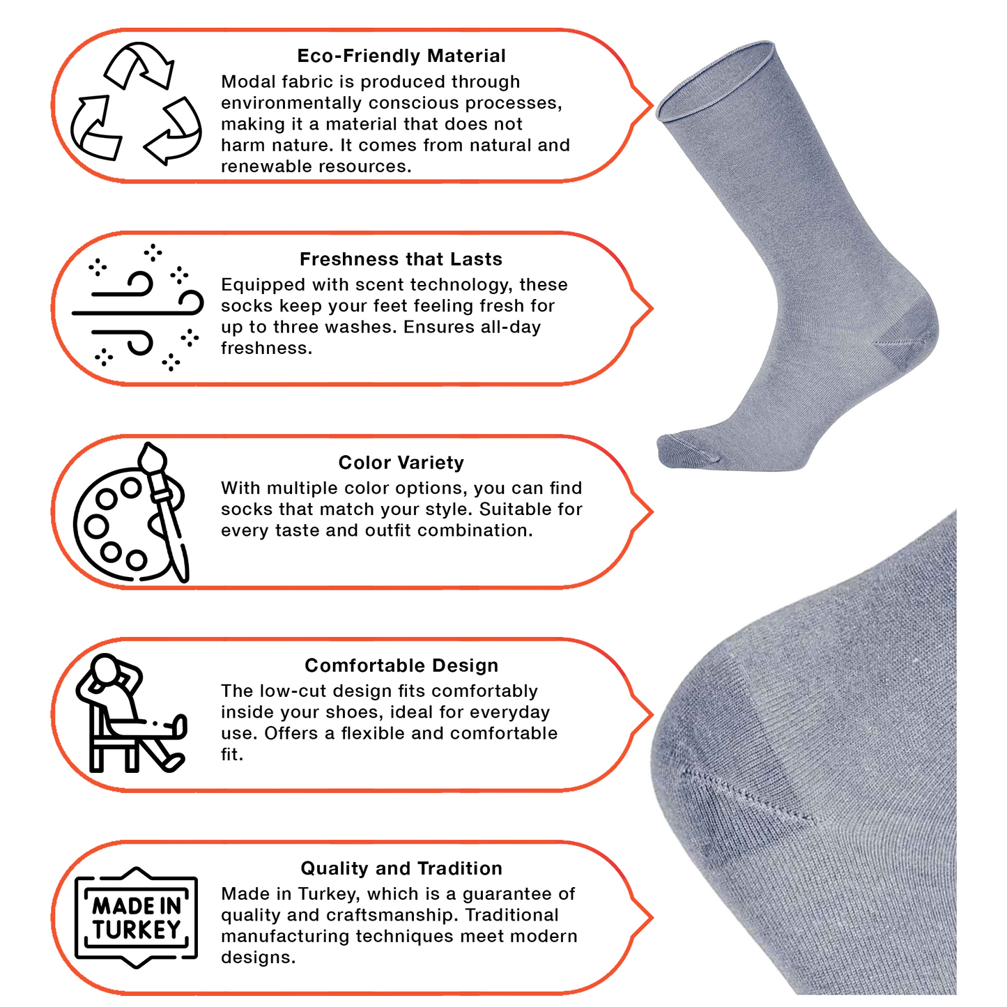 Louluu Men Bamboo Diabetic Crew Socks