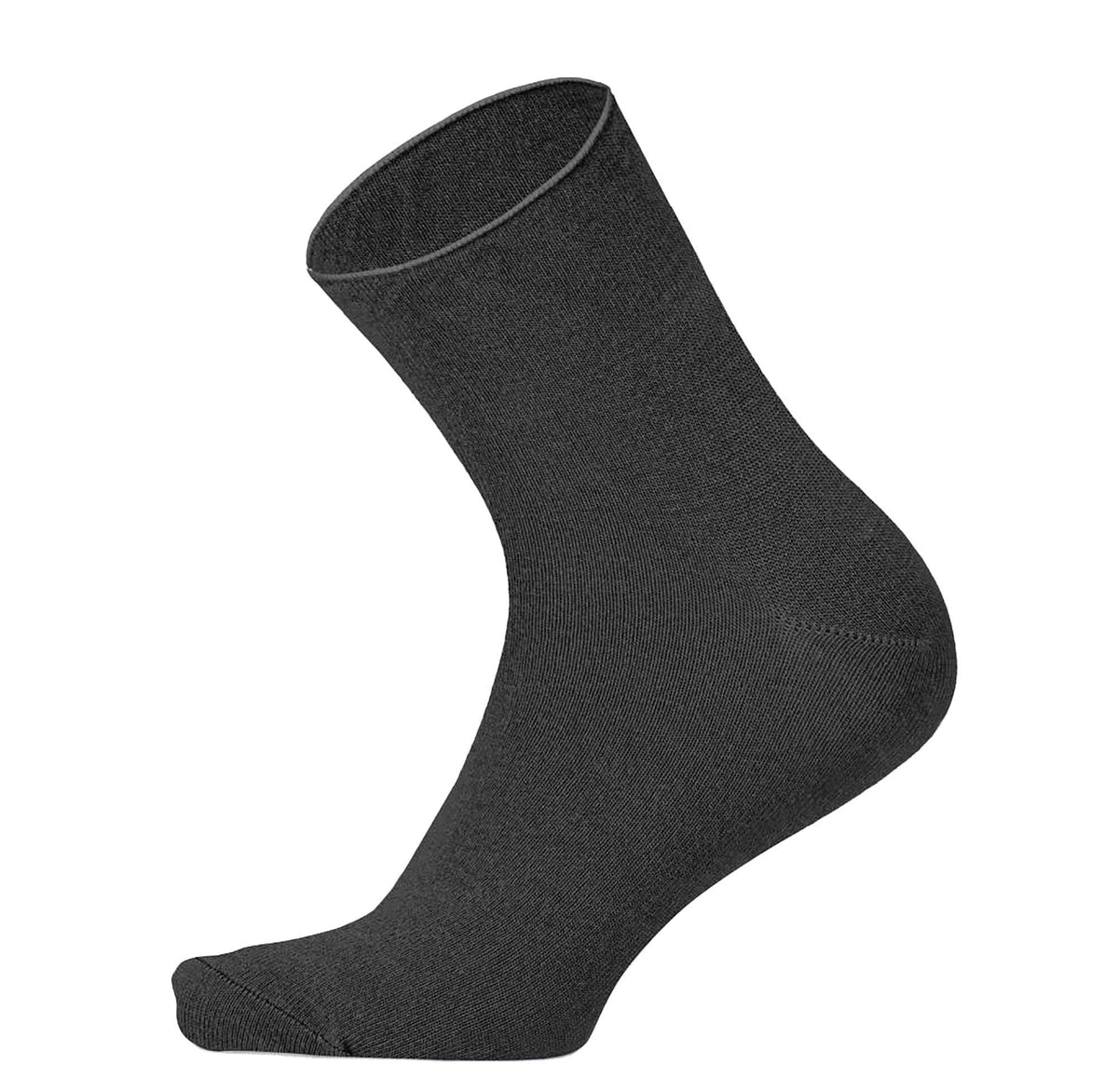 Louluu men's black bamboo no-mark ankle socks — non-elastic wide top, seamless toe