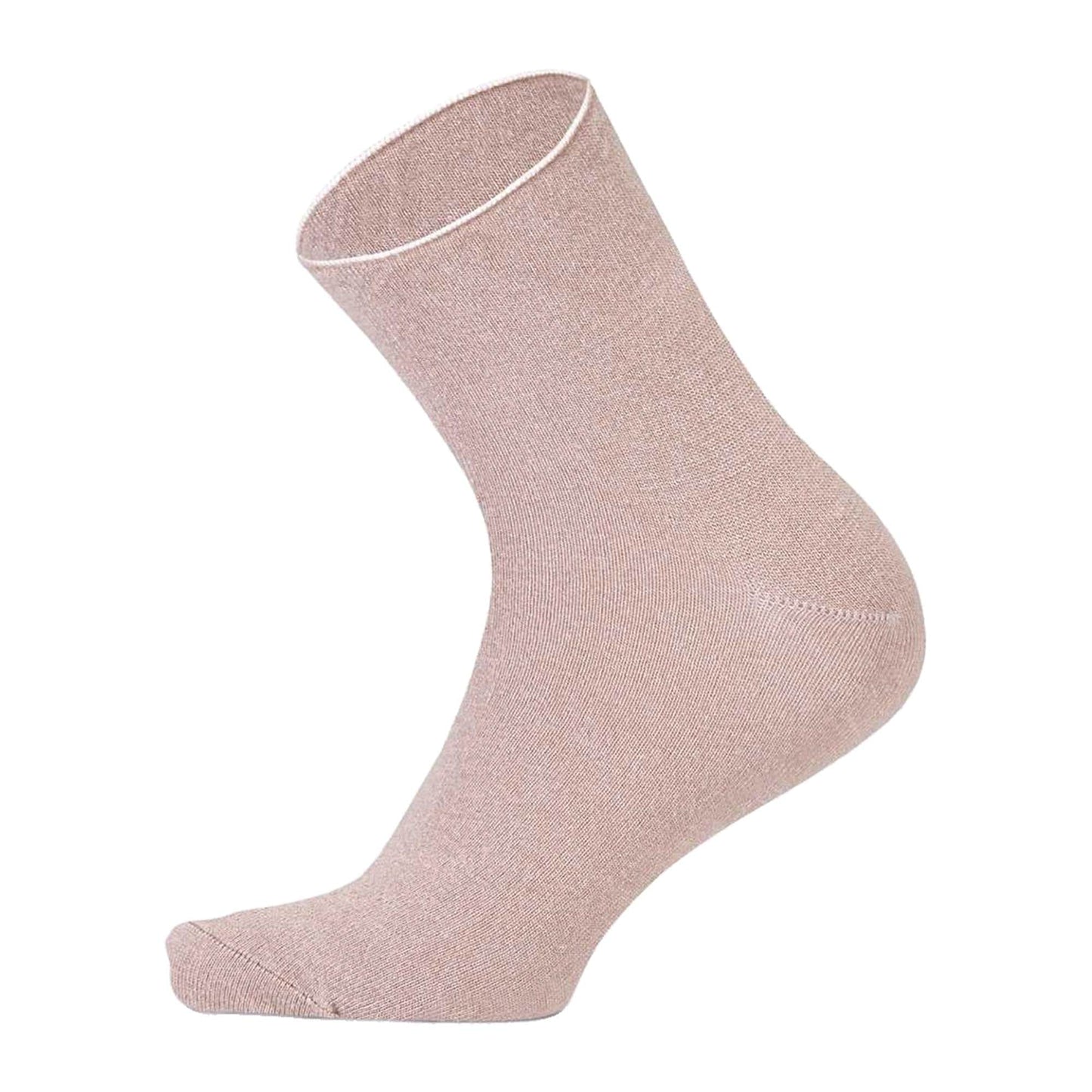Louluu women's beige bamboo no-mark ankle socks — non-elastic wide top, seamless toe