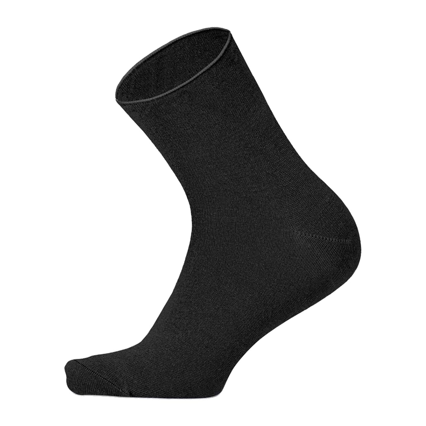 Louluu women's black bamboo no-mark ankle socks — non-elastic wide top, seamless toe