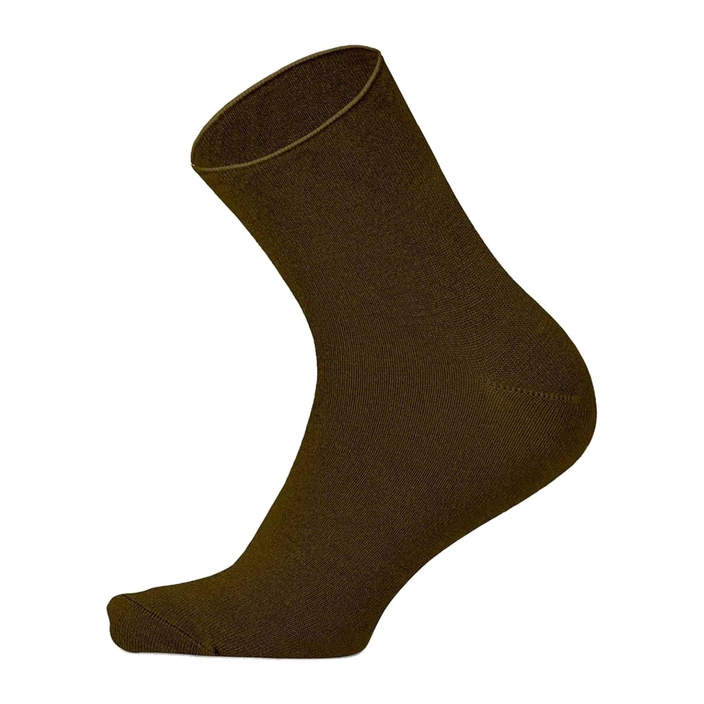 Louluu women's brown bamboo no-mark ankle socks — non-elastic wide top, seamless toe