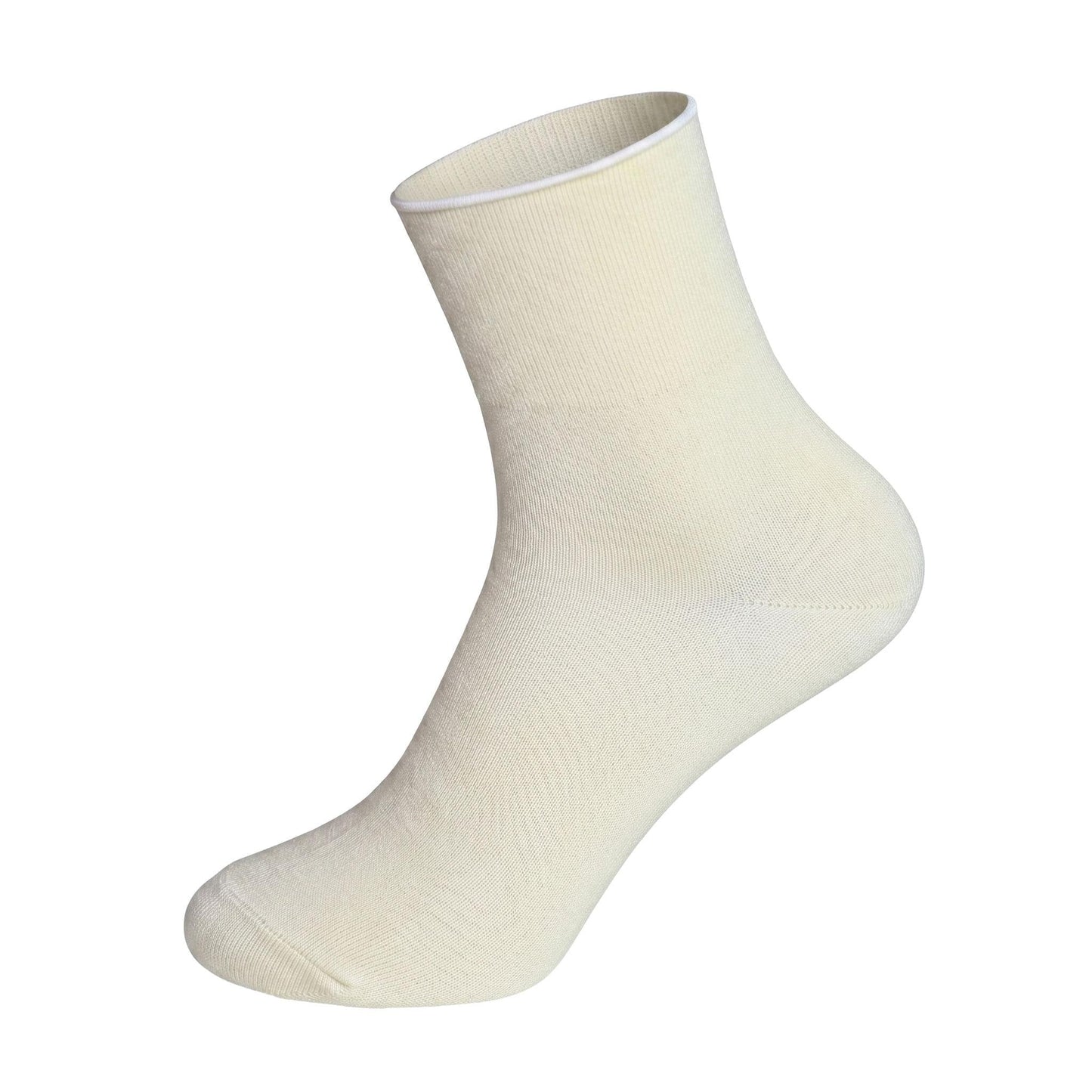 Louluu women's yellow bamboo no-mark ankle socks — non-elastic wide top, seamless toe