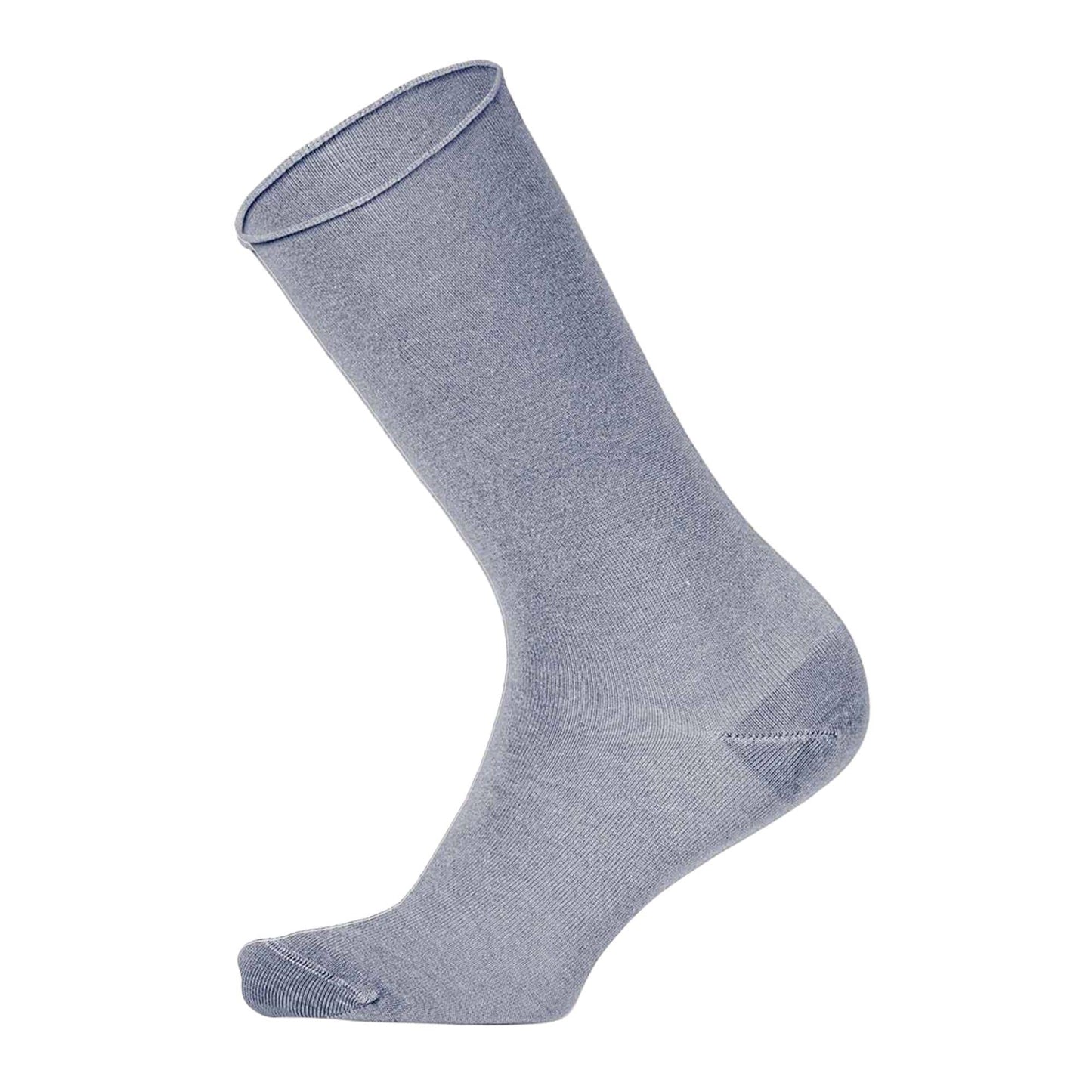 Louluu women's grey bamboo no-mark crew socks — non-elastic wide top, seamless toe
