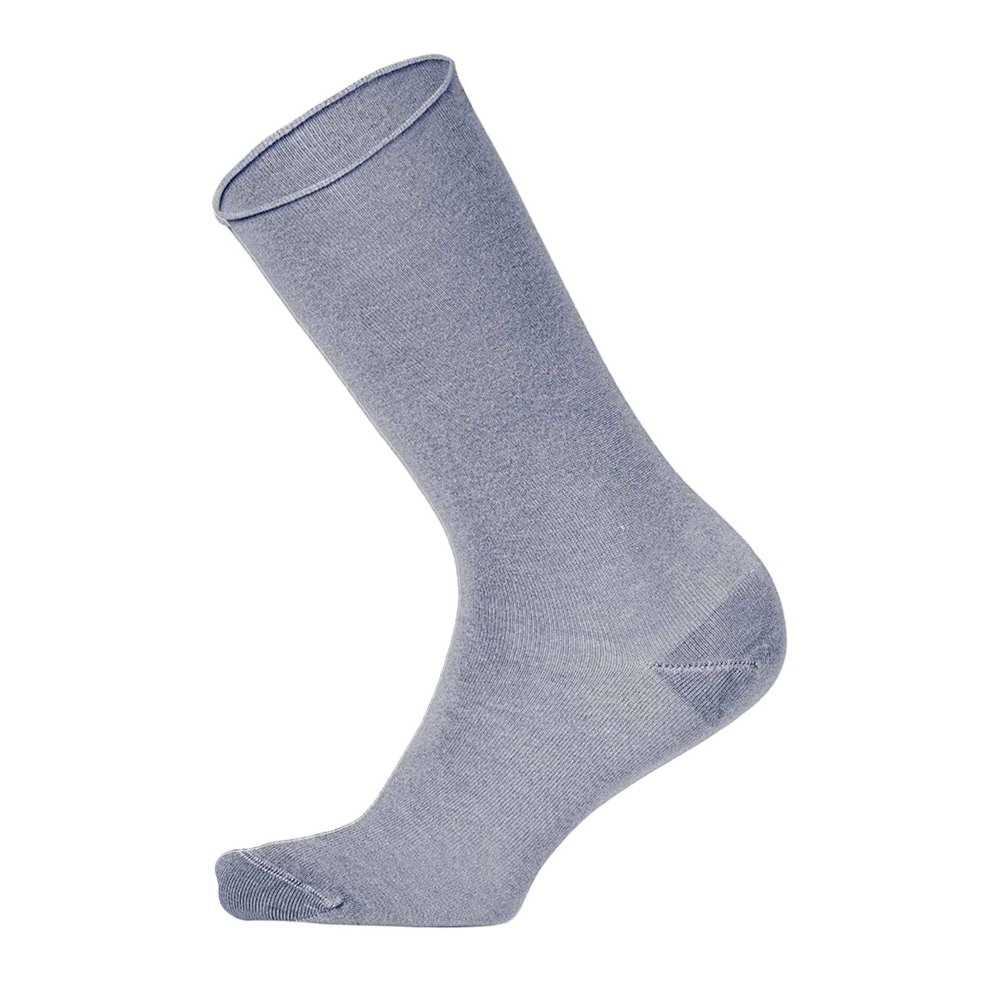 Louluu women's grey bamboo no-mark crew socks — non-elastic wide top, seamless toe