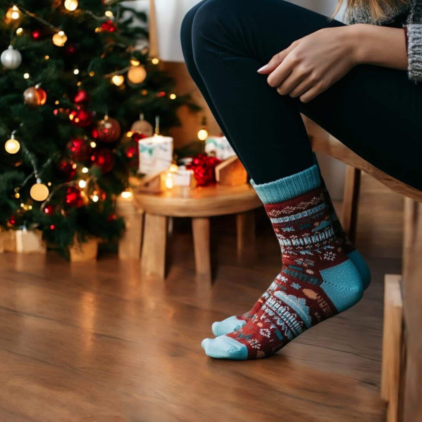 Louluu Nordic wool crew socks — warm Scandinavian pattern winter socks in 6 colours