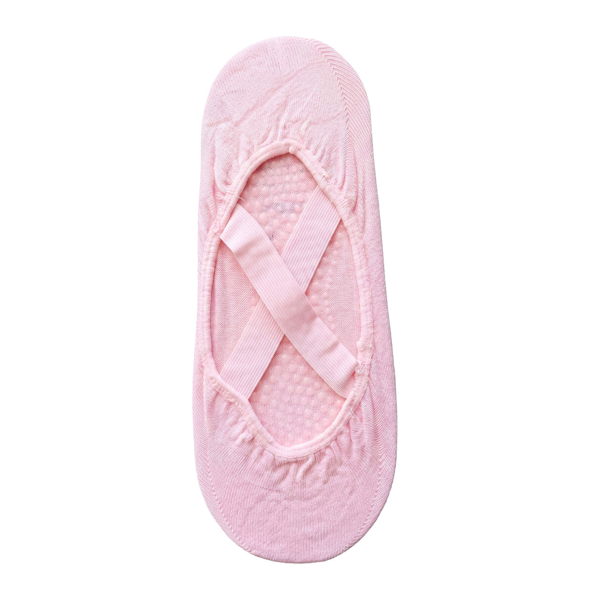 Pink ballet grip sock — open-top ballet cut with criss-cross straps and non-slip grip sole