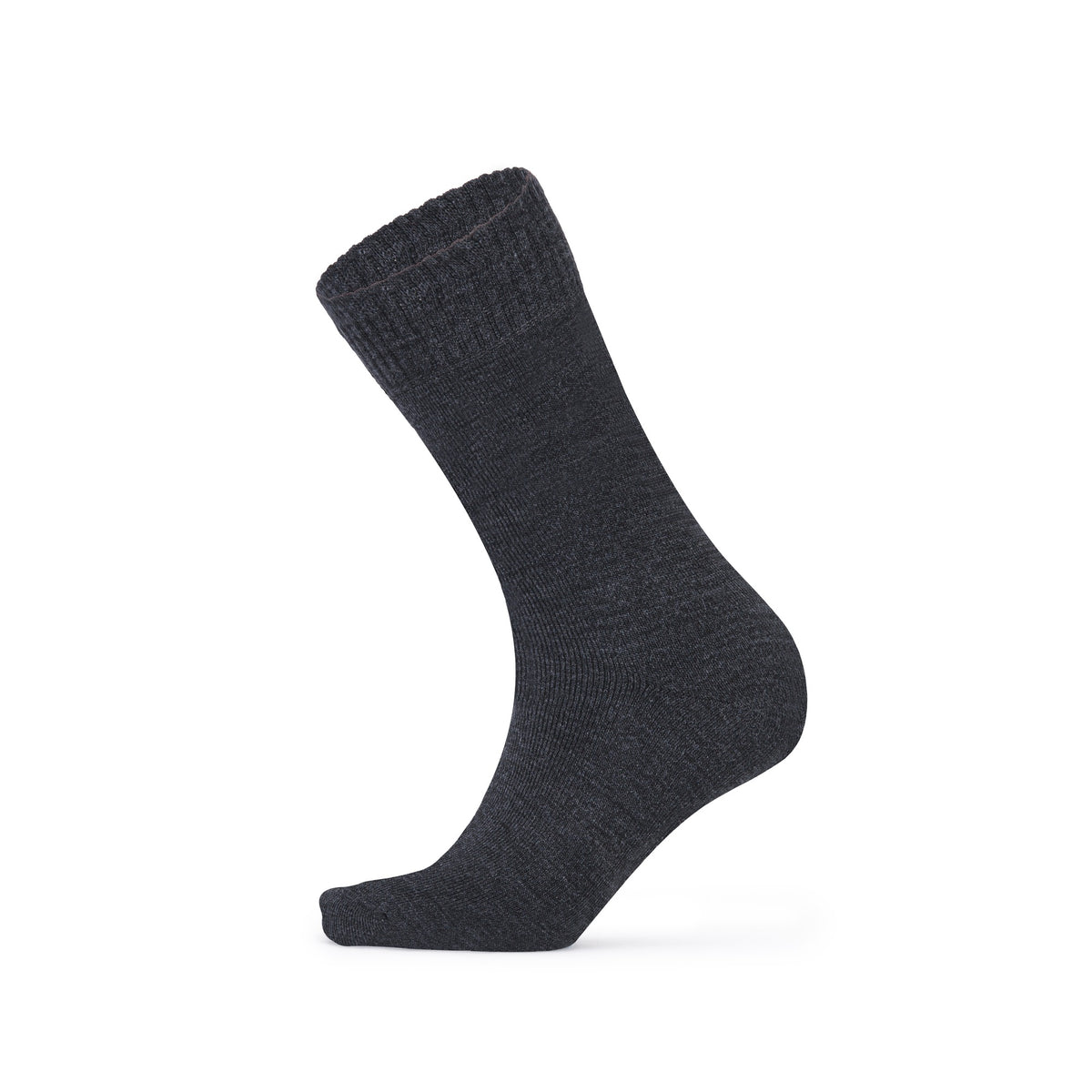 Charcoal fleece lined thermal crew sock — side view