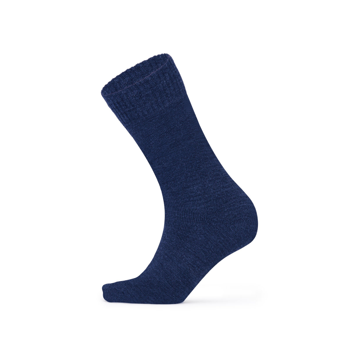 Navy fleece lined thermal crew sock — side view