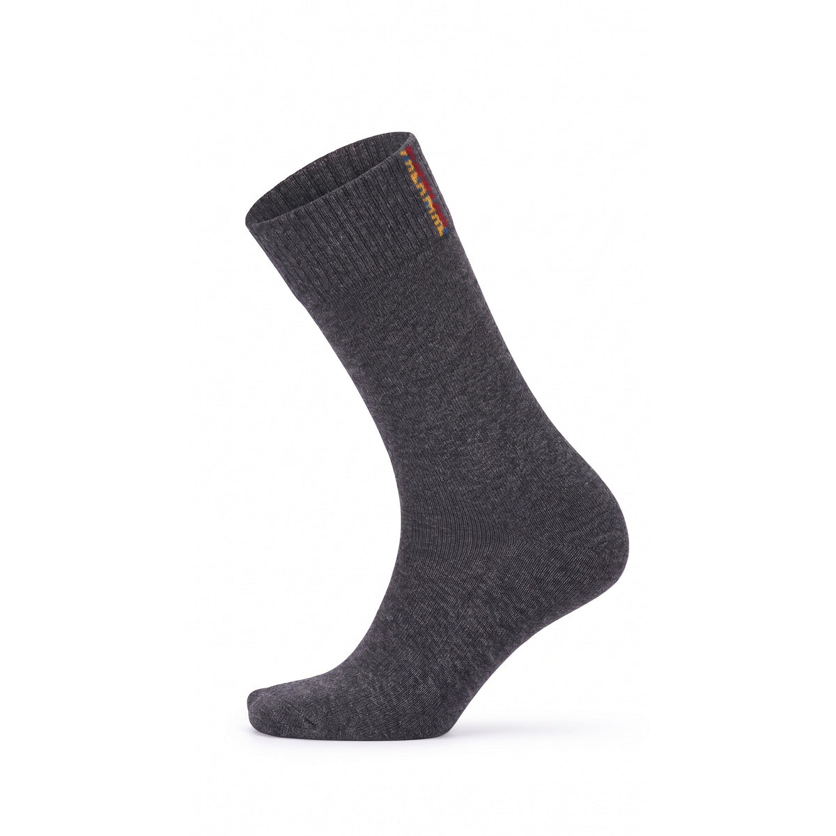 Charcoal Thermo double-layer terry cotton crew sock — side view