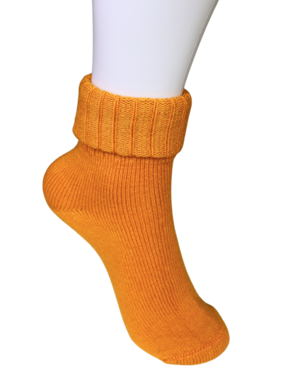 Wool Mustard Colour Turn Cuff Soft Ankle Socks