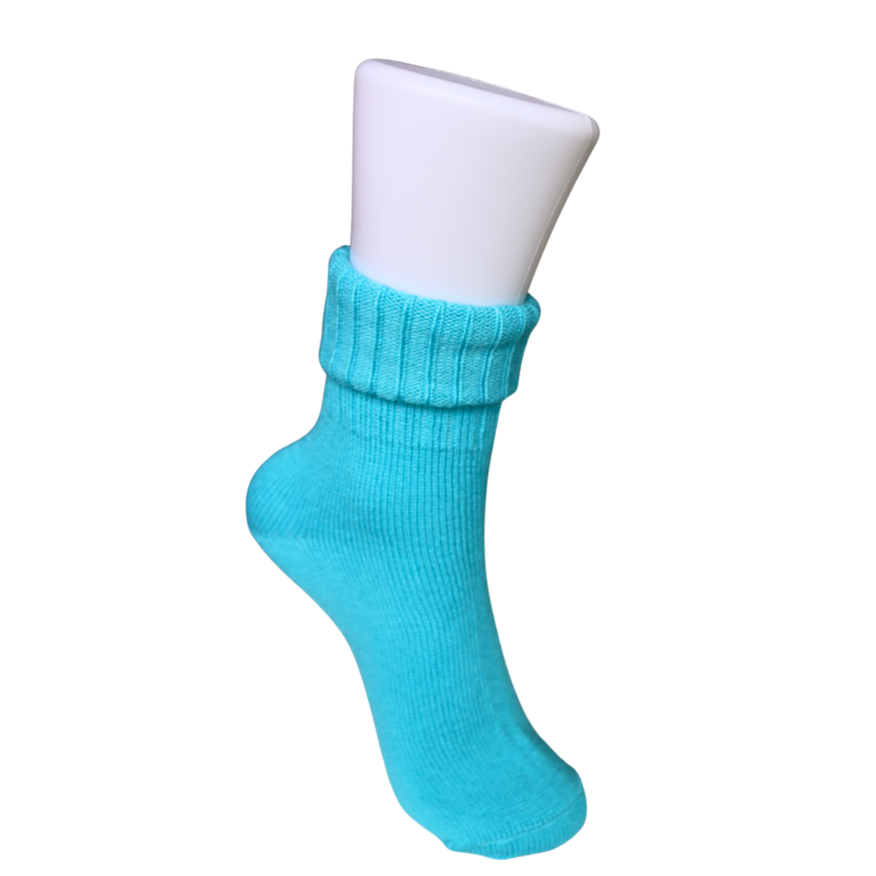 Wool Blue Colour Turn Cuff Soft Ankle Socks